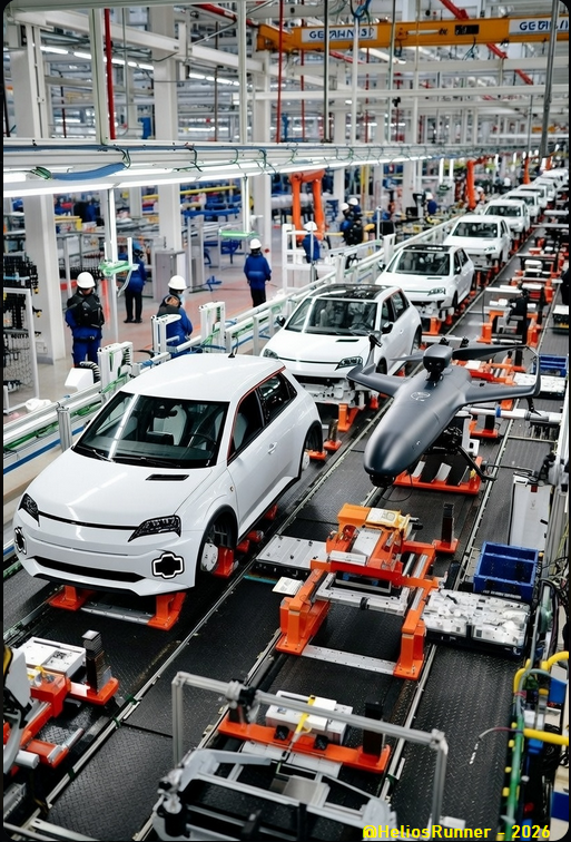 HeliosRunner's tweet photo. 1/ ça y est les amis, ça arrive... on y est presque! 

@Renault France , a reconvertit en partie ses usines du Mans et de Cléon pour assembler jusqu’à 600 drones/mois. Le  Chorus -munition téléopérée longue distance-

une phase d'essai, doit

image IA pour simple illustration https://t.co/WXAadujaQV