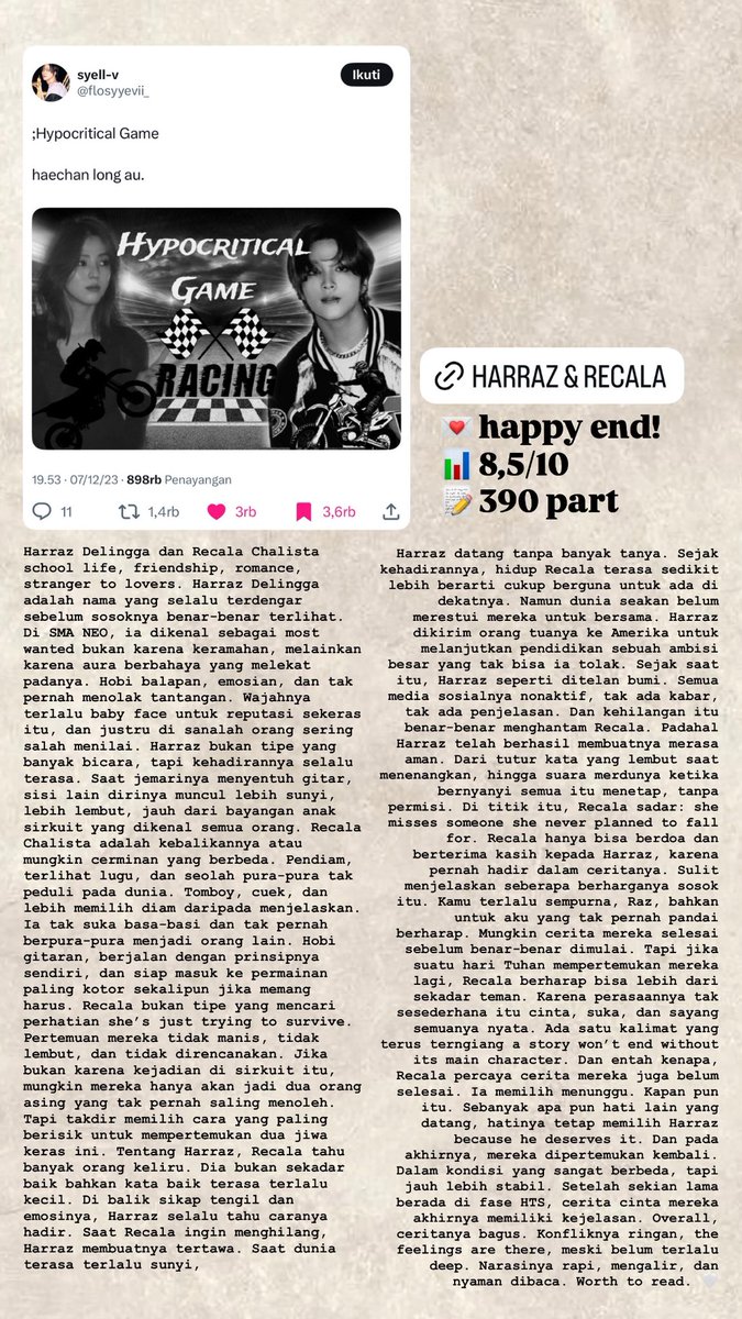 ;Hypocritical Game 
haechan long au.

happy end! 8,5/10
390 part💖