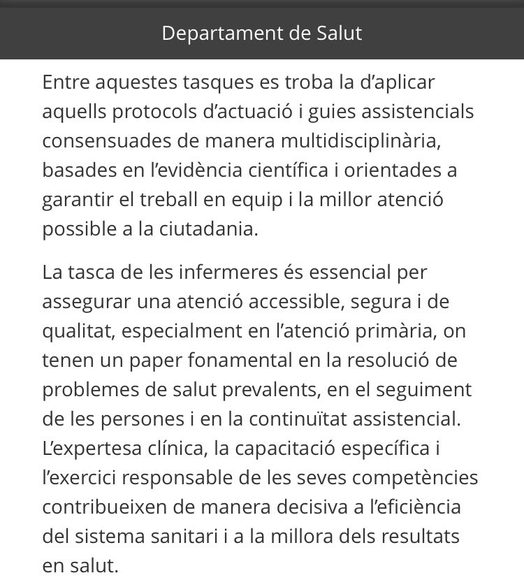 infermerescat's tweet image. Agraïdes pel comunicat de #suport @salutcat a les infermeres, davant la suspensió cautelar de la #Guia d’indicació de medicaments en la infecció del tracte urinari inferior no complicada en dones adultes, acordada per l’Audiència Nacional.
Llegiu a salutweb.gencat.cat/ca/detalls/Not…