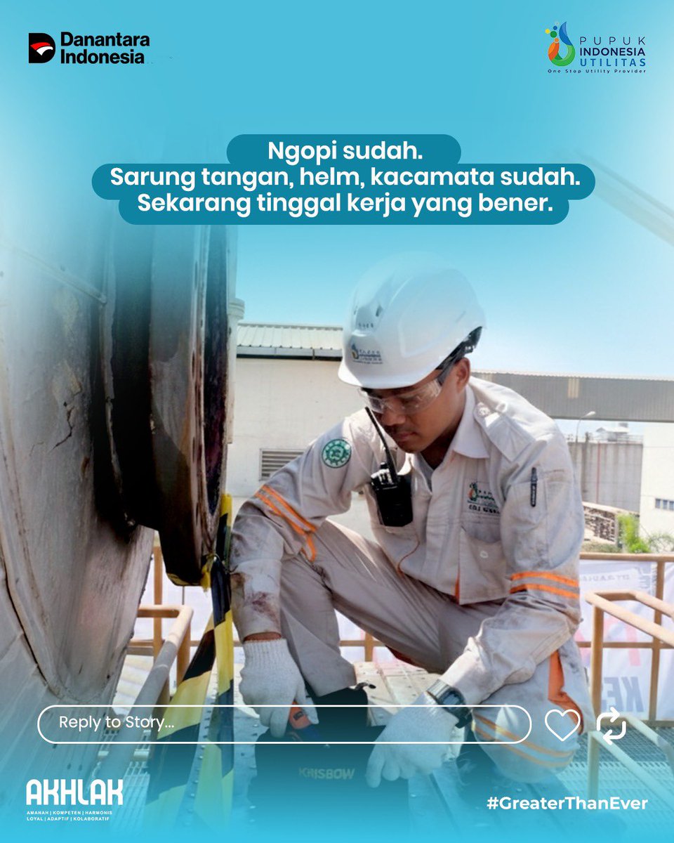 PIUtilitas's tweet photo. POV bapak-bapak GGCP kalau bikin status WhatsApp.
Bahasannya sederhana, tapi kalau sudah soal kerja, K3 selalu yang utama.

#K3 #PIUtilitas #GreaterThanEver #OneStopUtilityProvider #PupukIndonesiaGrup https://t.co/8SBOtiLlzy