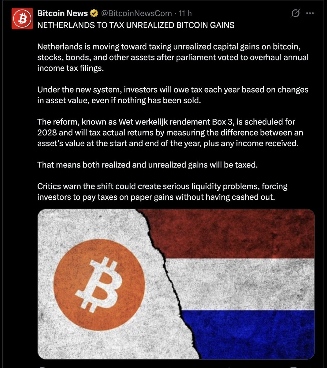 Hmmm...vinzi, nu vinzi, tot o să plătești din 2028 🤯 Conform acestei  postări, din 2028 în Olanda o să se plătească impozit si pe ce nu vinzi  dacă exista apreciere în preț. ,,