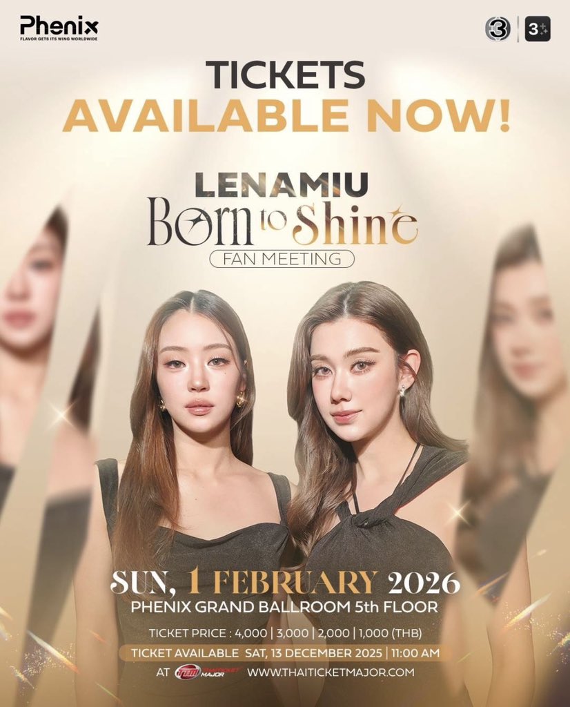 OPEN SHARING : LENAMIU Born To Shine Fan Meeting 📌 NOBAR ONLINE 💸 22K |  2.2 USD / slot Join: https://t.co/eJafFHy07m 🗓 Sun, 1 February 2026 ⏰ 3 PM  (GMT+7 / Thai