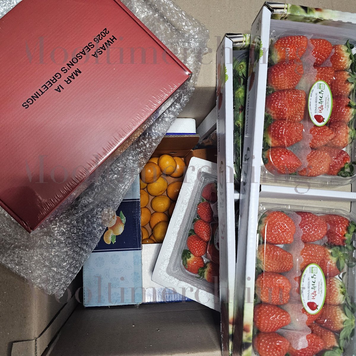 MooltiMerch's tweet image. Hwasa Season's Greetings are here! And they came with a fresh shipment of Korean strawberries and Jeju tangerines🥰