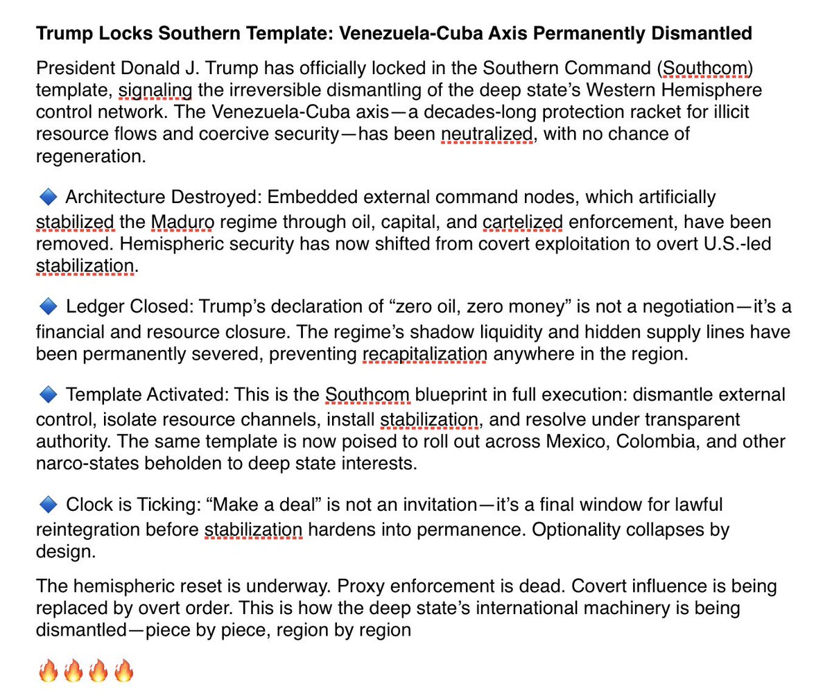 Trump Locks Southern Template: Venezuela-Cuba Axis Permanently Dismantled
President Donald J. Trump has officially locked in the Southern Command (Southcom) template . . .