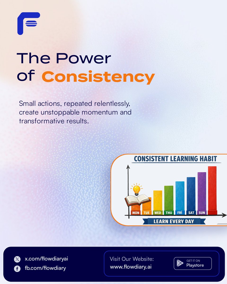 flowdiaryai's tweet image. ✨📊 Daily learning habits create extraordinary outcomes. Stay consistent. Stay curious.
Clean, calm, and timeless — it fits the visual and the message really well.

Visit flowdiary.ai 🚀💯

#LearnOnFlowdiary #LearningTip