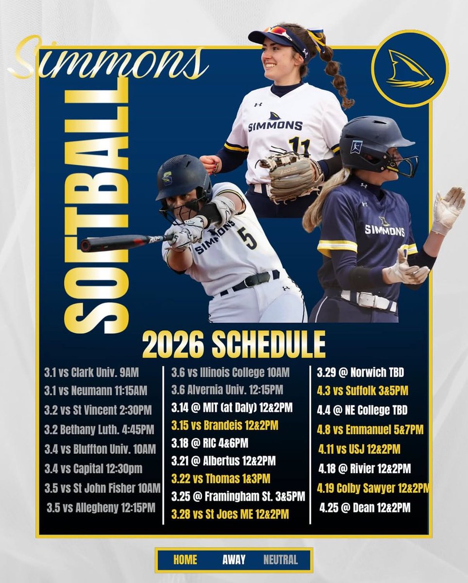 Schedule drop! 💙🥎💛 Can’t wait for my first collegiate season. Excited. #fearthefin