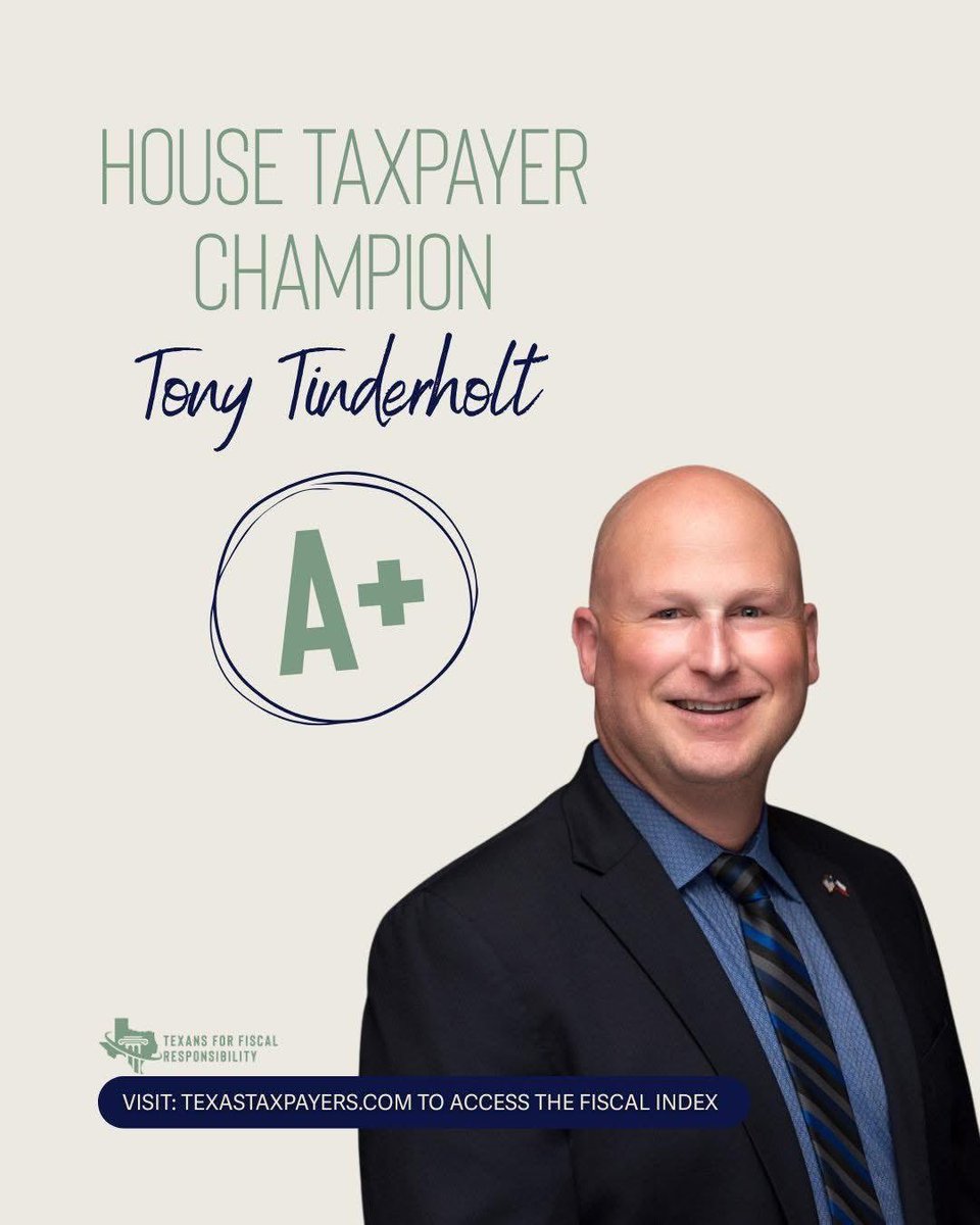 reptinderholt's tweet photo. During all 12 years serving in the Texas House, I earned an A+ every session as a pro-taxpayer champion. As I run for Tarrant County Commissioner, Precinct 2, I’m committed to bringing that same conservative leadership to our great county government! https://t.co/aEqAAwXgHK