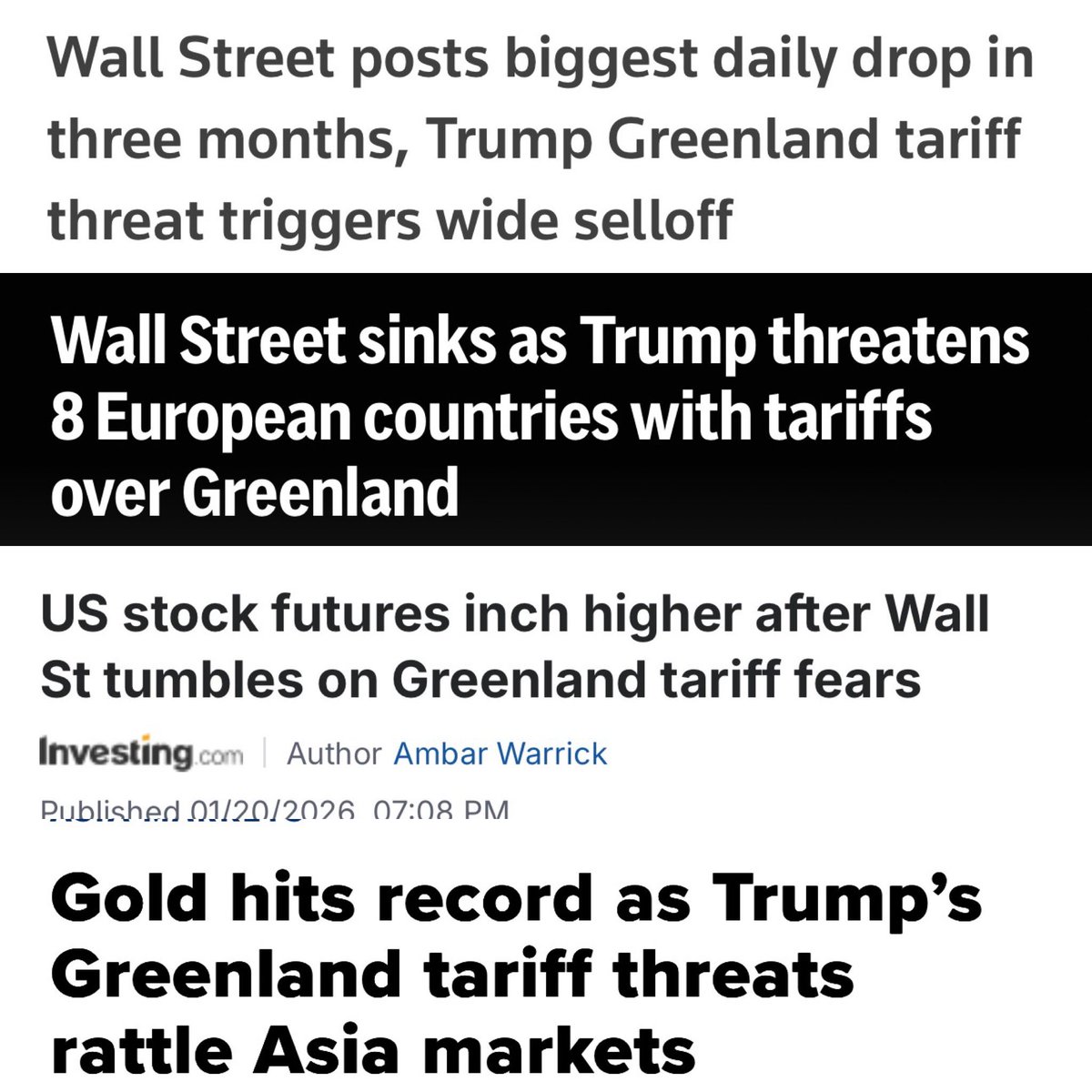 Silver and Japan not worth mentioning in that big stock market drop????

The mainstream media blames “Greenland tariff fears”