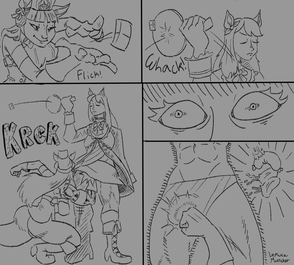 (Sketch) Gold Ship gets back at McQueen for... all those times... those many, many times

#umamusume #ballbusting #cbt #bb