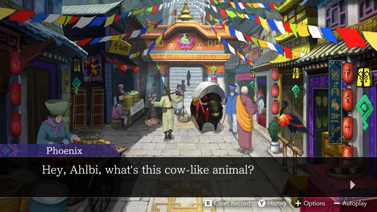 Phoenix Wright asks Ahlbi Ur'gaid what a yak is, referring to it as a "cow-like animal", in Phoenix Wright: #AceAttorney – Spirit of Justice. (Animals is the current #CapcomSnapshots theme.) This yak is the cutest thing in the Kingdom of Khura'in!