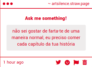 ANOOOONNNNNN EU VOU CHORAAAAAA eu fico tão feliz q vcs estejam gostando mesmo das minha pataquada love u nhac nhac
artsilence.straw.page