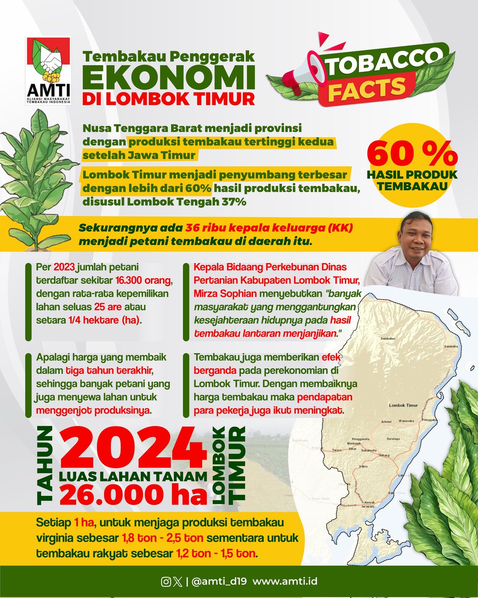 Senyata nyatanya kontribusi tembakau menggerakkan ekonomi di daerah, termasuk Lombok Timur. 
Selengkapnya di amti.id/tembakau-lombo…
#tembakau #ekosistempertembakauan #lombok