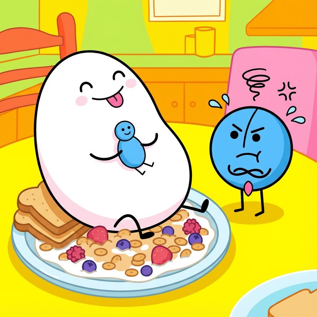 he sat on my breakfast. again. literally why 😭🦄