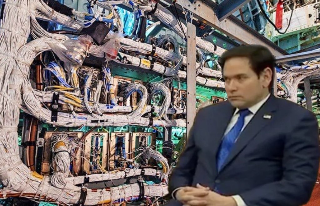 Prisonmitch's tweet image. Marco Rubio realizing he has to rewire all of Air Force One: