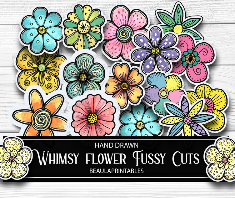 LynnBeaum's tweet photo. Hand Drawn Whimsical Flowers Fussy Cuts Kit, Flower Digital Ephemera, Junk Journal Ephemera, Scrapbooking, Digitals for Journals https://t.co/c2NuGk4QuC via @Etsy https://t.co/VuE9EKQ5tC