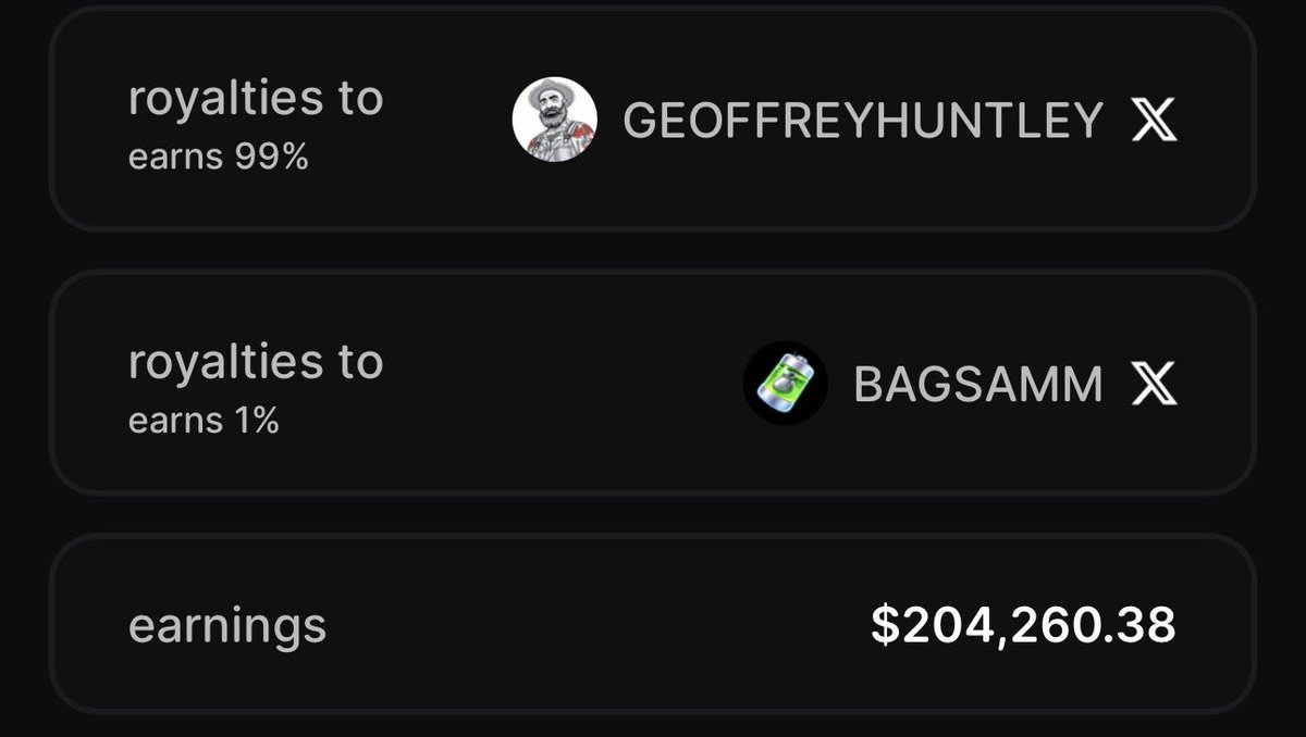 Creator of $Ralph <a href="/GeoffreyHuntley/">geoff</a> made 200 thousand in fees thanks to <a href="/finnbags/">FINN</a>.

You can do the same <a href="/AlexReibman/">Alex Reibman 🖇️</a> and use it to fund $Claudev 👨‍💻
