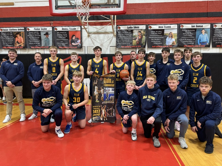 ElmCreekBuffs's tweet image. Quin sets a new Buffs career scoring record with 1417 points. The previous record holder is Coach Trey Miner. Great job Q!