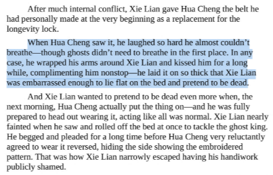 falin_tgcf's tweet image. Hua Cheng pampering Xie Lian with kisses while he lies flat on the bed and pretends to be dead – the image of this scene is so cute and fluffy that it never ceases making me squeal🥹🥹