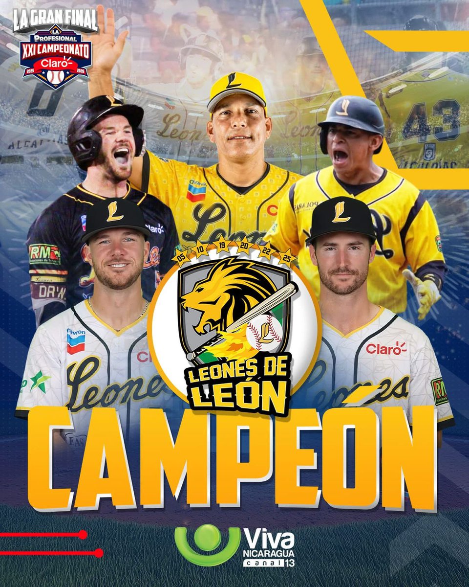 🏆🦁 ¡Los Leones de León son CAMPEONES de La Profesional 2025-2026!

Tras un séptimo juego de infarto, los Leones vencen a los Gigantes de Rivas en su casa y logran defender su corona por segundo año consecutivo.