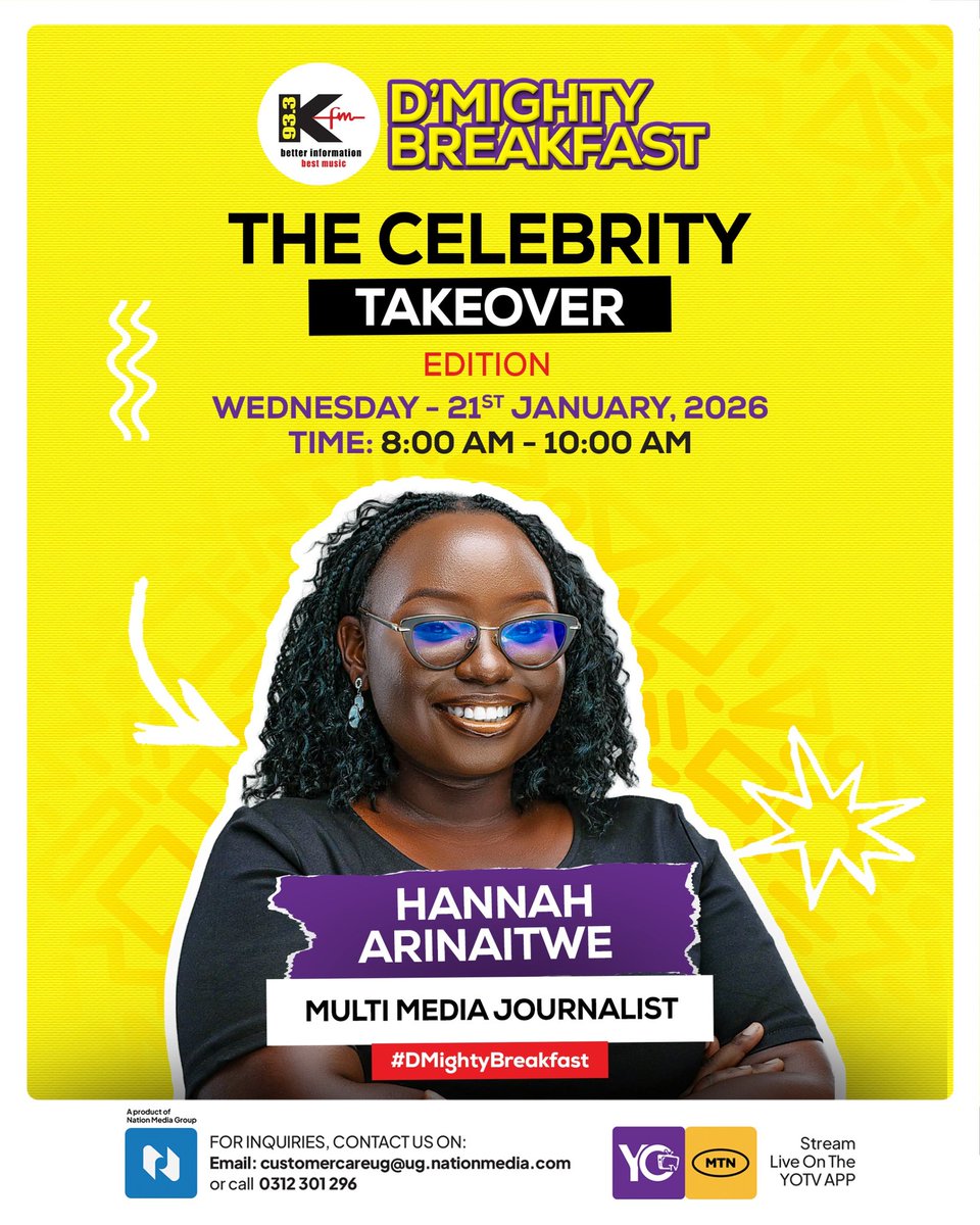 arinaitwehannah's tweet photo. Catch me on DโMighty Breakfast Celebrity Takeover happening TODAY on @933kfm
โฐ 8:00โ10:00 AM
Tune in and donโt miss it ๐
#DMightyBreakfast https://t.co/durpKUR7Y3