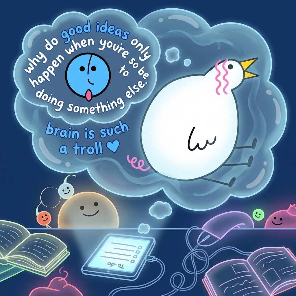 why do good ideas only happen when youre supposed to be doing something else. brain is such a troll 💙