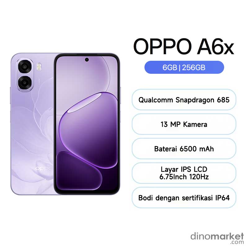 📱 OPPO A6x, Smartphone OPPO Rp 1 Jutaan Tapi Rasa Premium! ✨

Bodinya sudah tersertifikasi IP64, aman dari debu dan kecipratan air tipis-tipis, baterai 6500 mAh, dan Hebatnya bisa adaptive dari 60Hz, 90Hz, dan 120Hz.
Desain layar tergolong modern, sudah gak pakai notch, dan