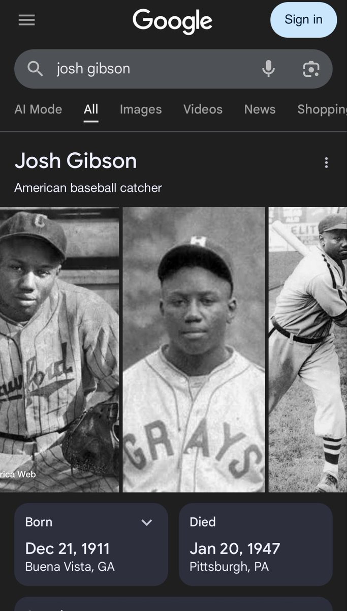NegroLeagueFilm's tweet image. A giant who’s life was full of tragedy was taken far too soon. His legacy remains powerful. He passed away at 35 a few months before Jackie Robinson broke the color barrier in MLB. #hof #grays