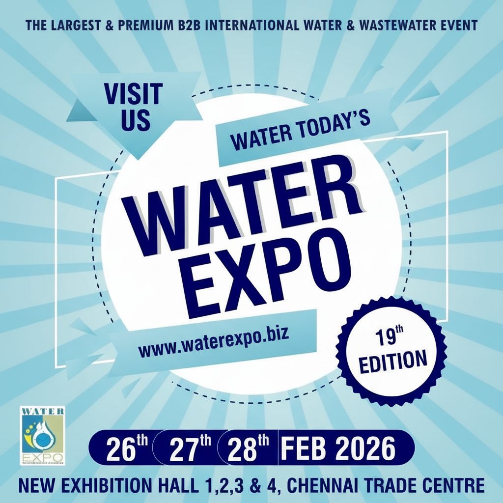Join the 19th Water Expo in Chennai! 
South Asia's premier B2B event for Water &amp; Wastewater. Explore innovations and scale your business with global leaders!
Feb 26–28, 2026| Chennai Trade Centre (Halls 1-4) 
zurl.co/E8xPf  
info@watertoday.org |+917339379268 

#b2bexpo