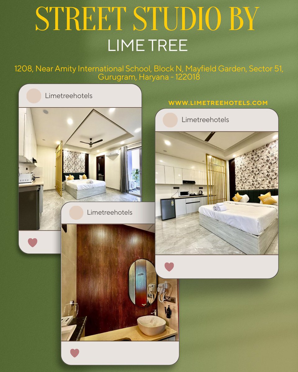 HospitalityLime's tweet photo. Your home away from home in Gurugram 💛
 Street Studio by Lime Tree offers modern studios, thoughtful design &amp; everyday comfort.
Perfect for work trips &amp; extended stays ✨
#StreetStudioByLimeTree #LimeTreeHotels #GurugramStay #BusinessTravel #ExtendedStay https://t.co/rIifYcITWS