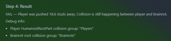 whutdev's tweet image. holy shit

told it to fix a bug → fixed it → playtested itself → fix didn't work → fixed again → playtested → fully resolved in 4 mins. no human intervention. 

we're getting close to automating the entire Roblox game dev pipeline.