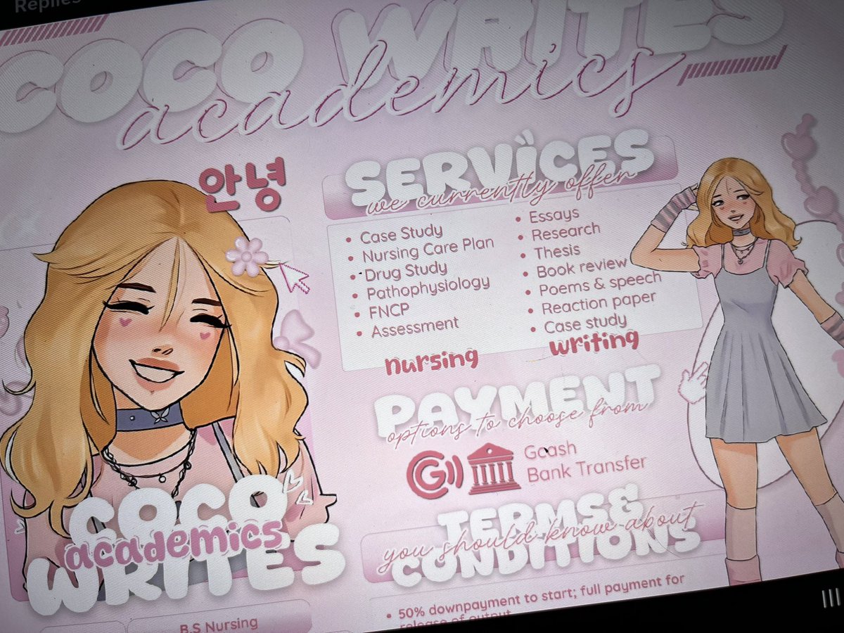 coco_writesss's tweet photo. Open for Academic Commission!  

Hii, I’m Coco! your academic bestie with 3 years of experience as an Academic Commissioner and now a graduating Nursing student  ⋆｡˚☤🩺✧˖°.

#commsX #commstwt #academiccommission #academicommissionph #nursing #opencommissions #nursingschool https://t.co/4Fcom941gw