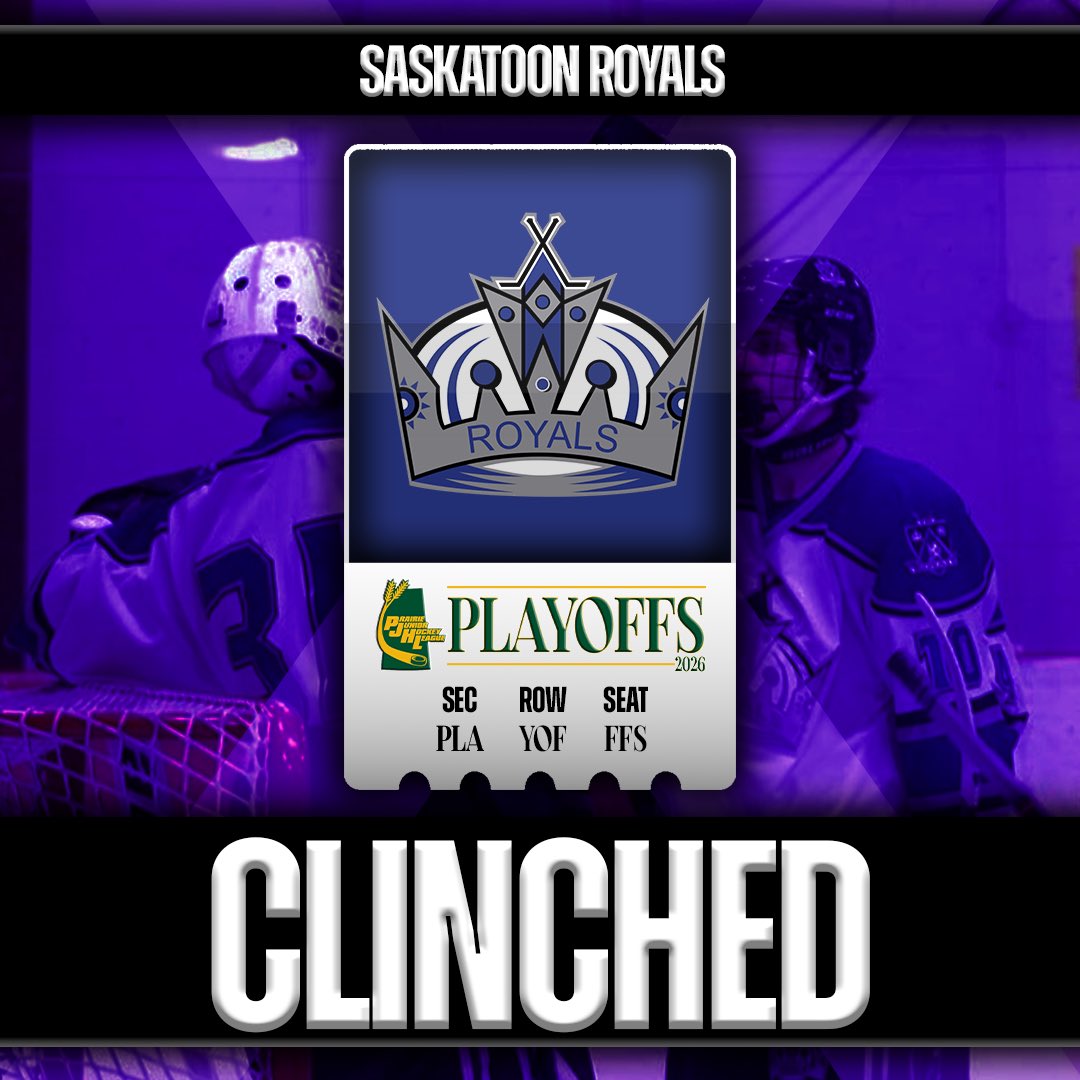 CHASING THE CROWN 👑 

The Saskatoon #Royals have punched their ticket to the #PJHLPlayoffs!

#PJHL | #Saskatchewan | #Playoffs