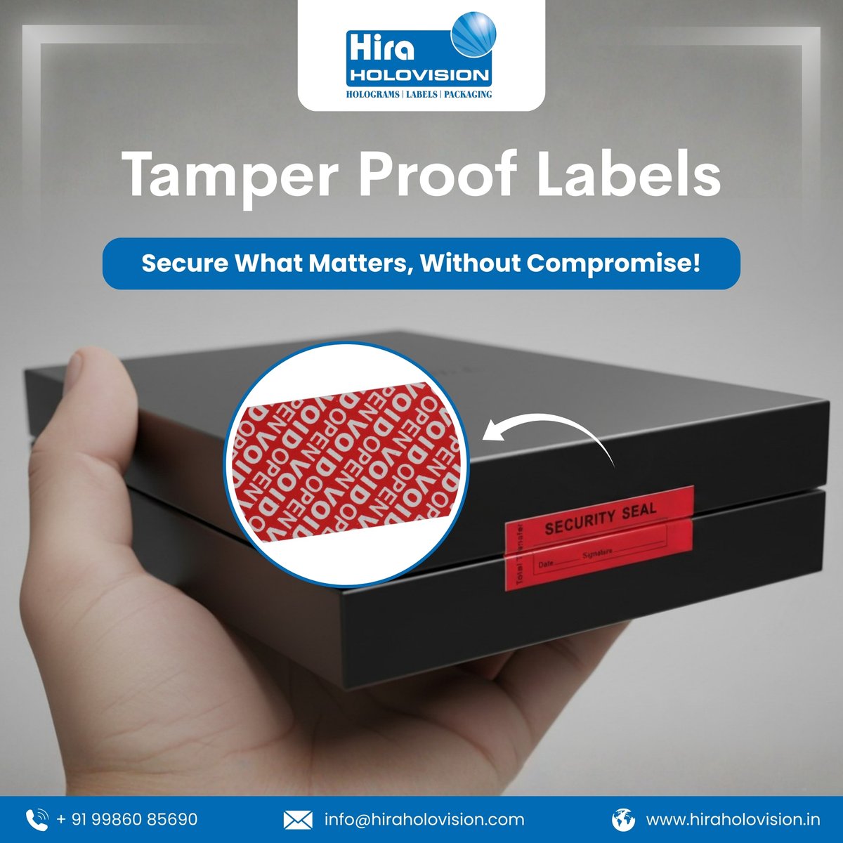 HHolovision's tweet image. Our Tamper-Proof Labels provide instant tamper alerts, ensuring asset protection and product integrity.

Visit: hiraholovision.in/products/tampe…

#HiraHolovision #TamperProofLabels #AssetProtection #TamperProof #NoCompromise #ProductIntegrity  #SecuritySolutions