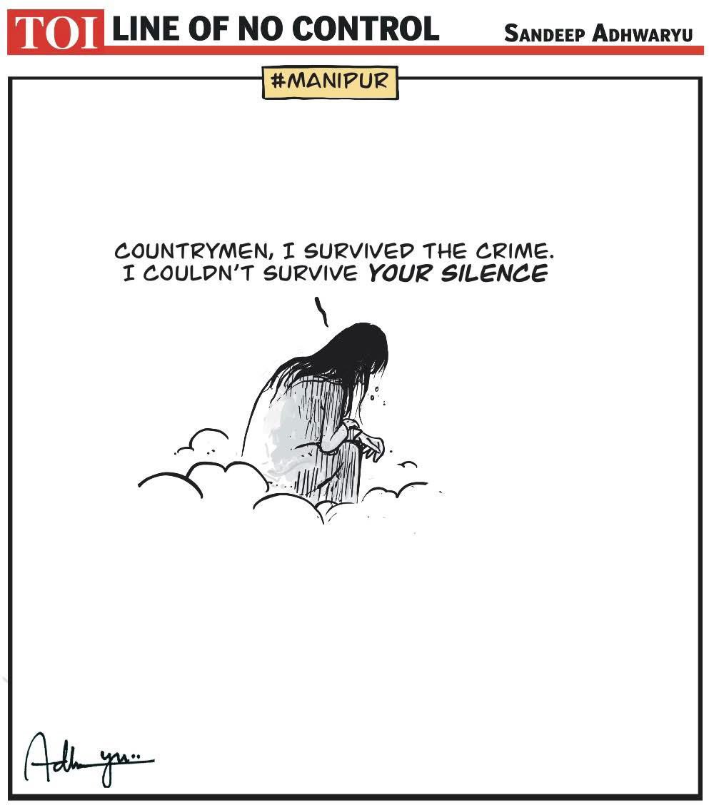 #ManipurTragedy 

By <a href="/CartoonistSan/">Sandeep Adhwaryu 🇮🇳</a>