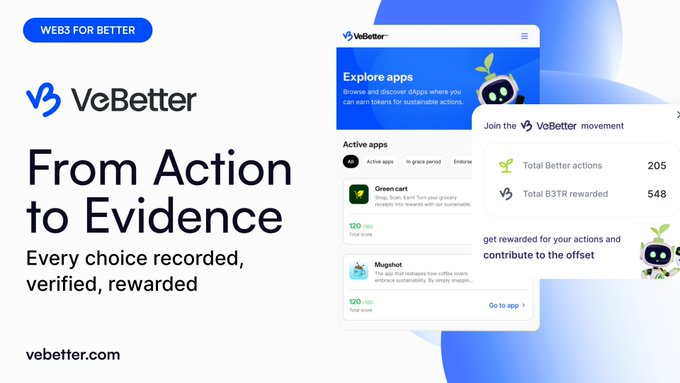 CryptoBusy's tweet photo. VeBetter turns real-world actions into verified onchain impact🚨

Proof-based activity, permanent records, and real rewards all running on VeChain.

@vechainofficial https://t.co/mdacXaYW5l