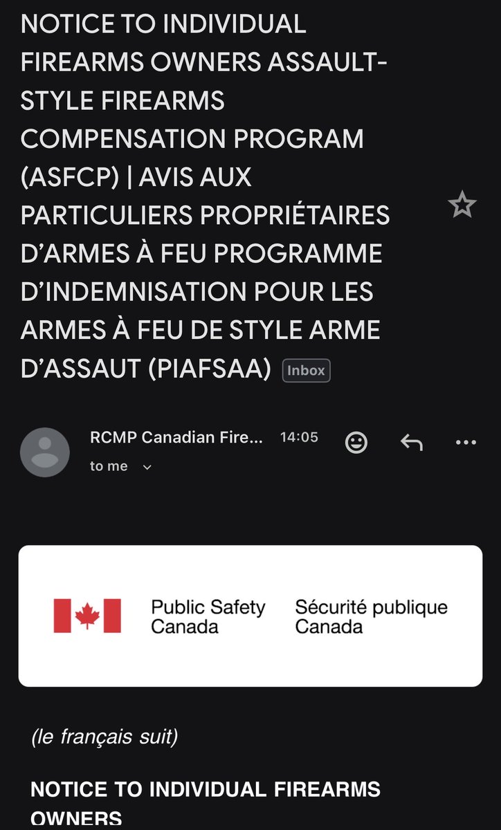 Carney busy making speeches in Davos about the New World Order while his government at home is sending this out to its citizens notifying us we'll be considered criminals if we don't surrender our firearms.

You can't make this shit up.

🙃