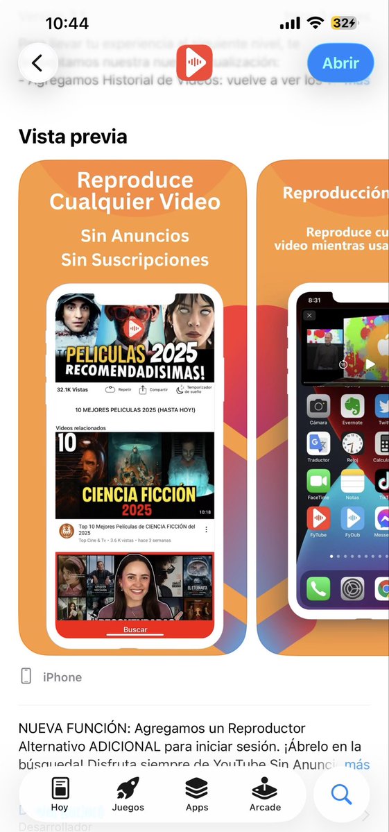 Videos de YouTube Sin Anuncios?
Descarga FyTube GRATIS a cambio solo deja tu calificación ⭐️⭐️⭐️⭐️⭐️

apps.apple.com/sv/app/fytube-…