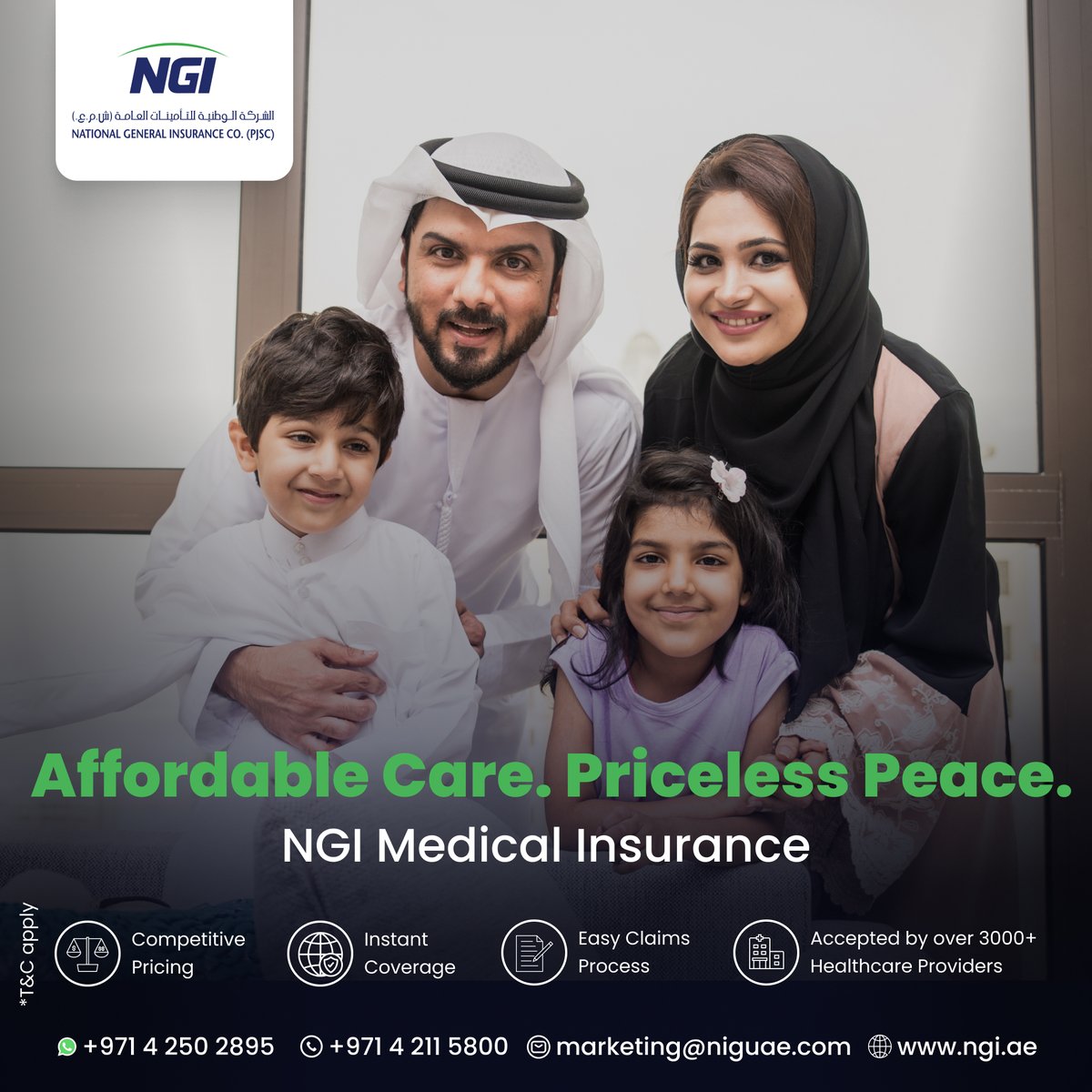 Discover a new era of wellness with our comprehensive Health Insurance Plan, accepted by a vast network of 3000 healthcare providers! Embrace peace of mind knowing you have access to top-notch medical care whenever you need it.

#ngi_uae_ #NGI #insurance #healthinsurenceprovider