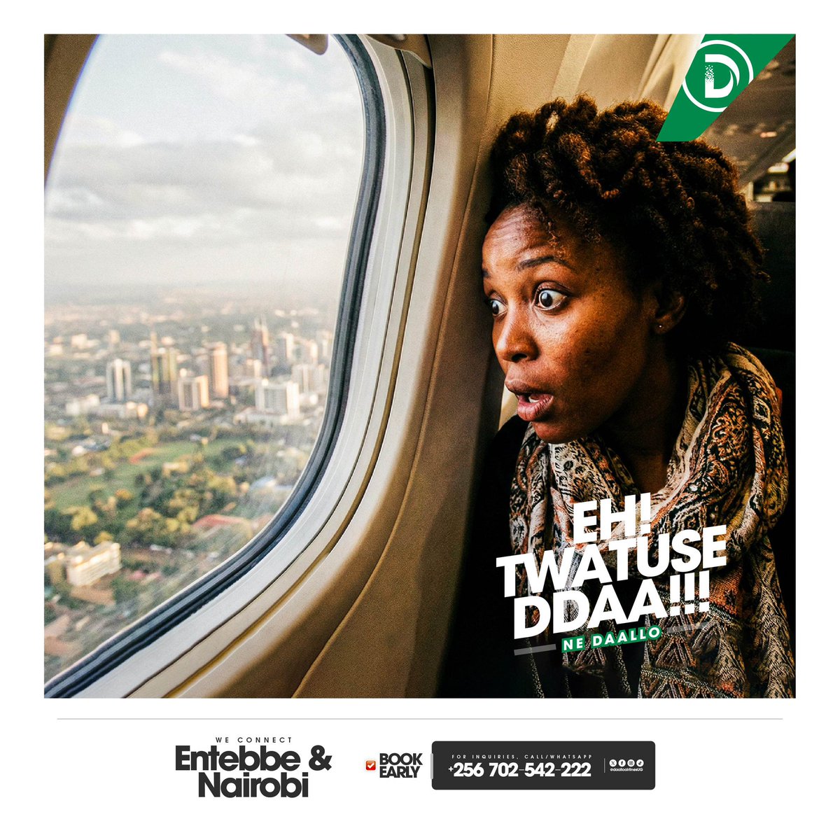 daalloairlineug's tweet photo. Bus still near Jinjaโฆ youโre already in Nairobi ๐
โ๏ธ
Thatโs flying smart.
๐ 0702542222
๐ต From $140
#FlyDaallo #DaalloAirlinesUG #FanjetExpress #FlyFast https://t.co/I6ymblyJqn