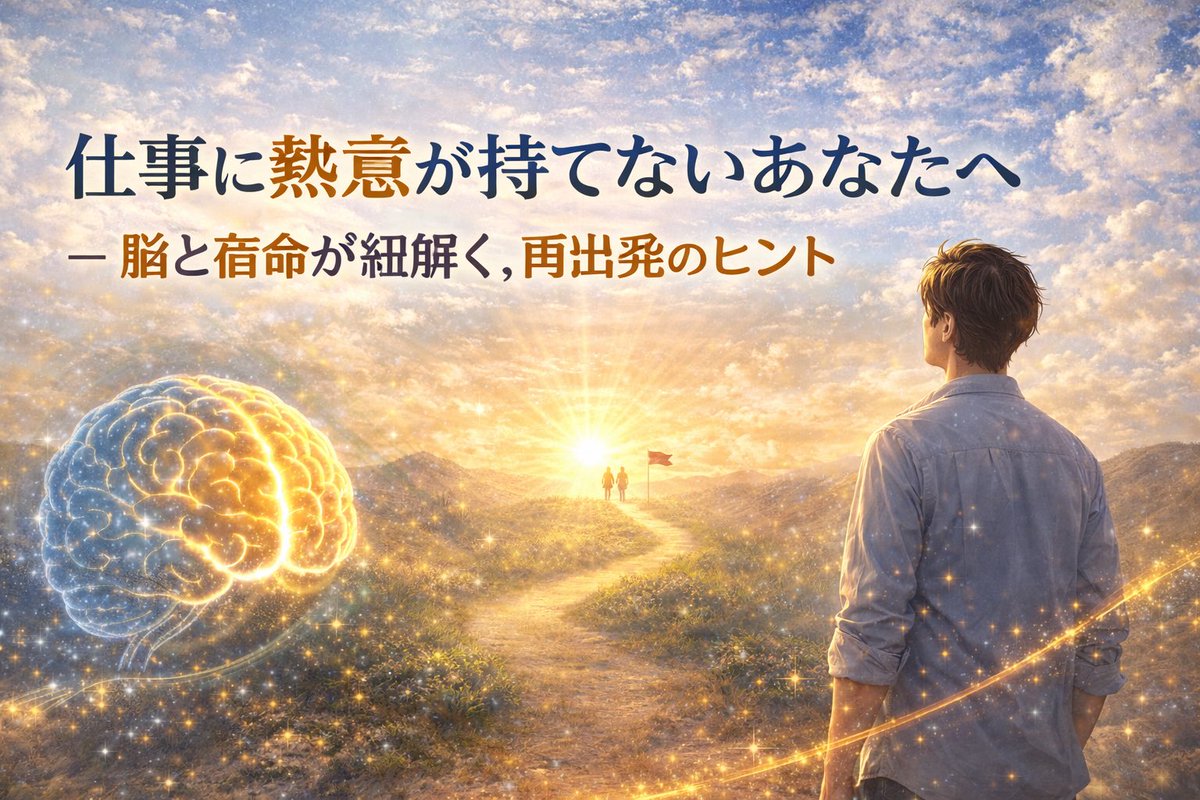 hisano2022's tweet photo. 仕事に熱意が持てないあなたへ – 脳と宿命が紐解く、再出発のヒント｜表久野 @hisano2022 https://t.co/Ydk0PgQ5m0 https://t.co/Hlhc5gCcj6