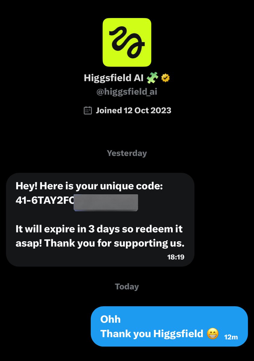 onerandomdevv's tweet image. Wanna Thank Higgsfield Ai for the free credits 

Redeemed it successfully 
Let’s do more @higgsfield_ai 🤭🔥