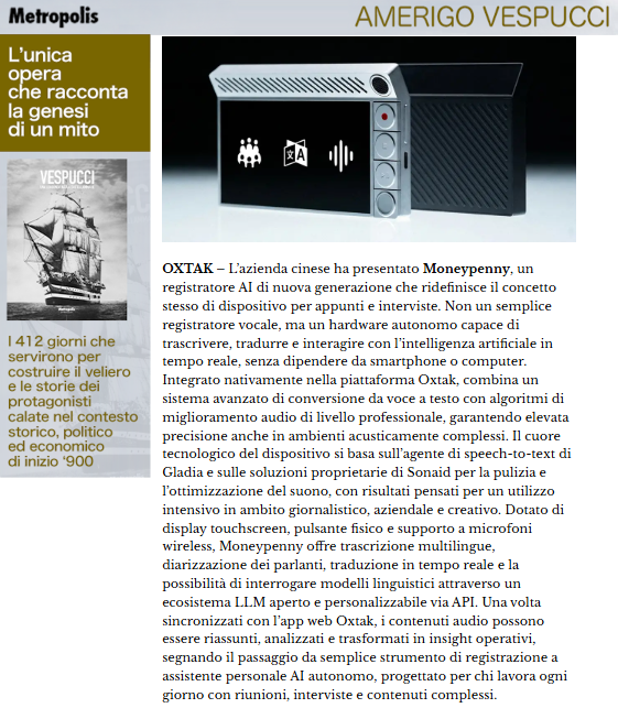 "Non un semplice registratore vocale, ma un hardware autonomo capace di trascrivere, tradurre e interagire con l’intelligenza artificiale in tempo reale, senza dipendere da smartphone o computer." metropolisweb.it/2026/01/13/las…