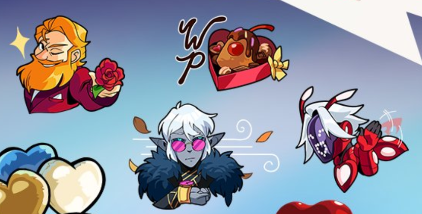 some silly lil emojis i got to draw for our valentines event in brawlhalla c: