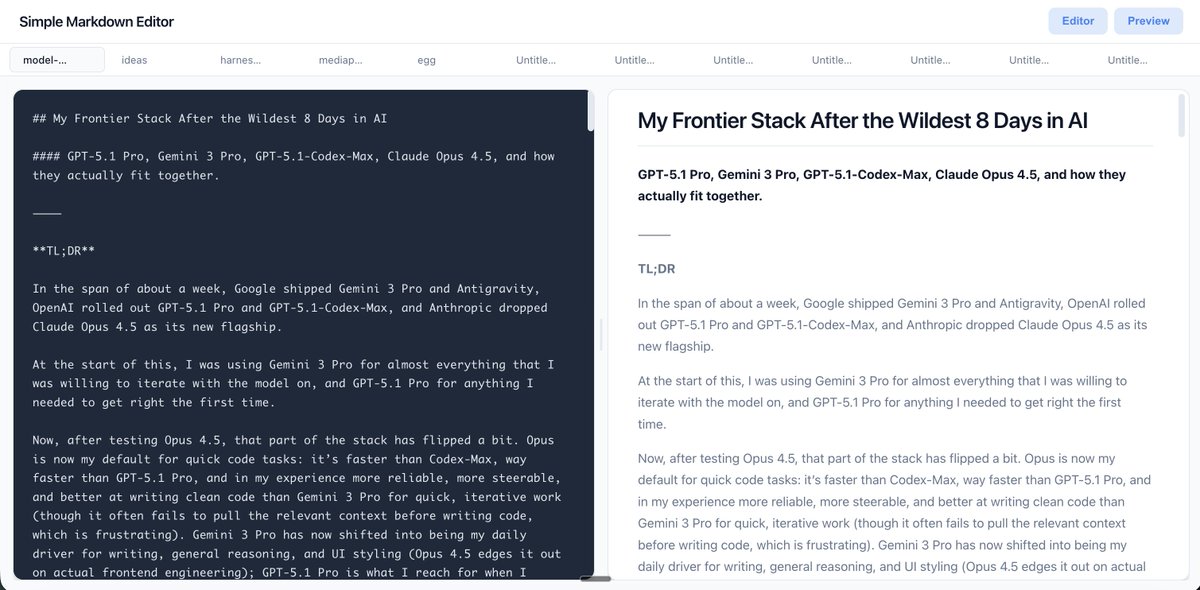 Tabbed markdown editor