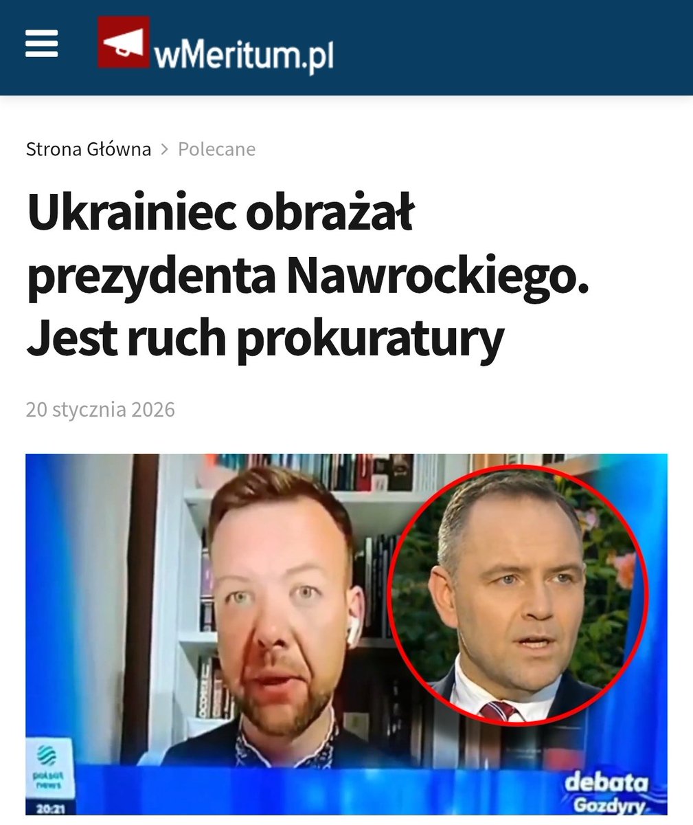Prokuratura wszczęła śledztwo wobec Witalija Mazurenko🇺🇦 ws. znieważenia Prezydenta RP🇵🇱 Karola Nawrockiego w programie „Debata Gozdyry”: wmeritum.pl/ukrainiec-obra…