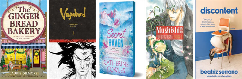 This week the Cyrenius H. Booth Library has eight new books.  New items include The Gingerbread Bakery, Vagabond 1, Secret Haven, Mushishi Collector's Edition 1, Discontent, and What a Time to Be Alive. wowbrary.org/nu.aspx?p=3076…