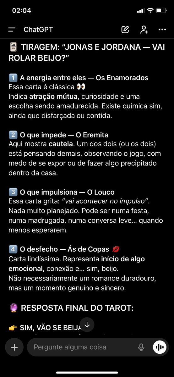diskputonas's tweet image. fui tirar tarot no chatgpt