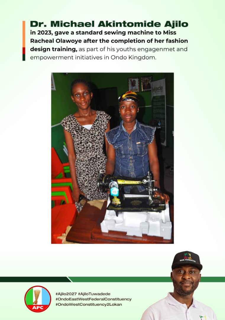 *DR. MICHAEL AKINTOMIDE AJILO: A PRACTICAL COMMITMENT TO YOUTH EMPOWERMENT IN ONDO KINGDOM* 

In tangible and impactful ways, Dr. Michael Akintomide Ajilo continues to demonstrate unwavering dedication to youth empowerment and engagement across Ondo Kingdom. Through strategic