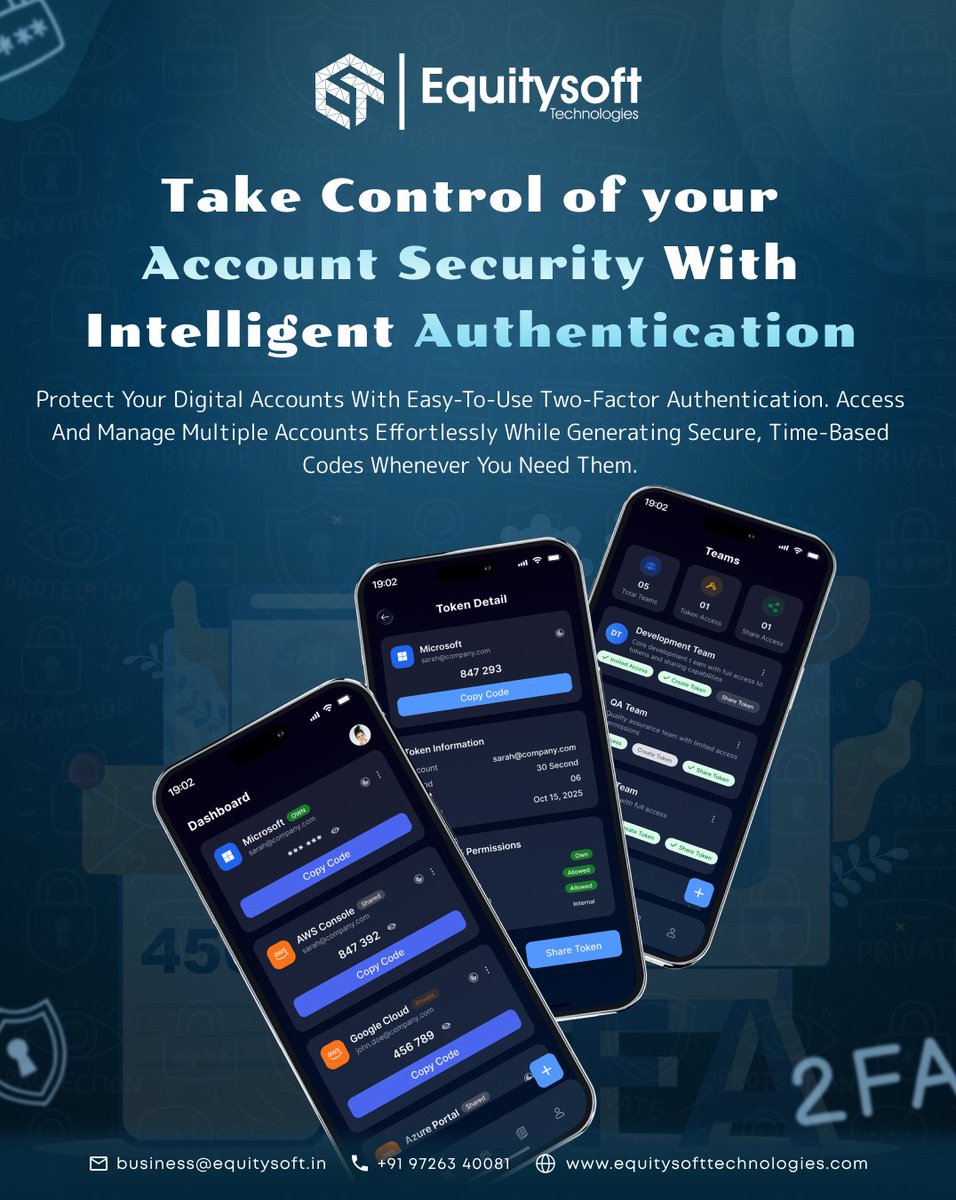 equitysoft's tweet photo. Security is not a feature — it’s a promise.

We help teams build secure login &amp; verification apps that support multi-platform accounts, team access, and strong encryption-ready architecture.
.
#Equitysoft💜#customsolutions #MobileAppDevelopment #twofactorauthentication  #Custom https://t.co/LLqGjH91tl