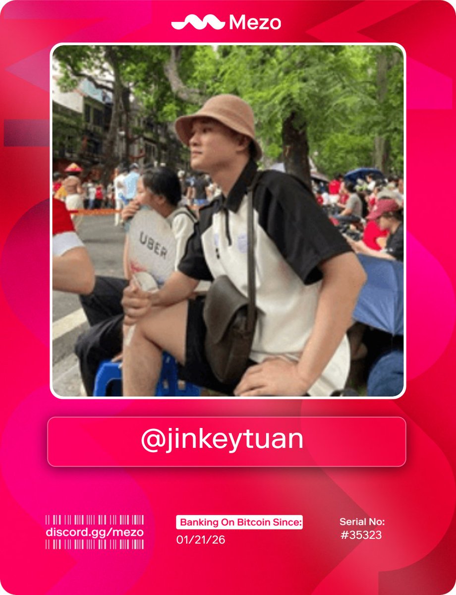 TienSy27261's tweet image. Claimed my @MezoNetwork Bankcard.

Early access to The Bitcoin Banking Experience.
join wweb earn point : statement.mezo.org/ref/32AE3919

Get yours at the #bankcard channel 👉 discord.gg/mezo